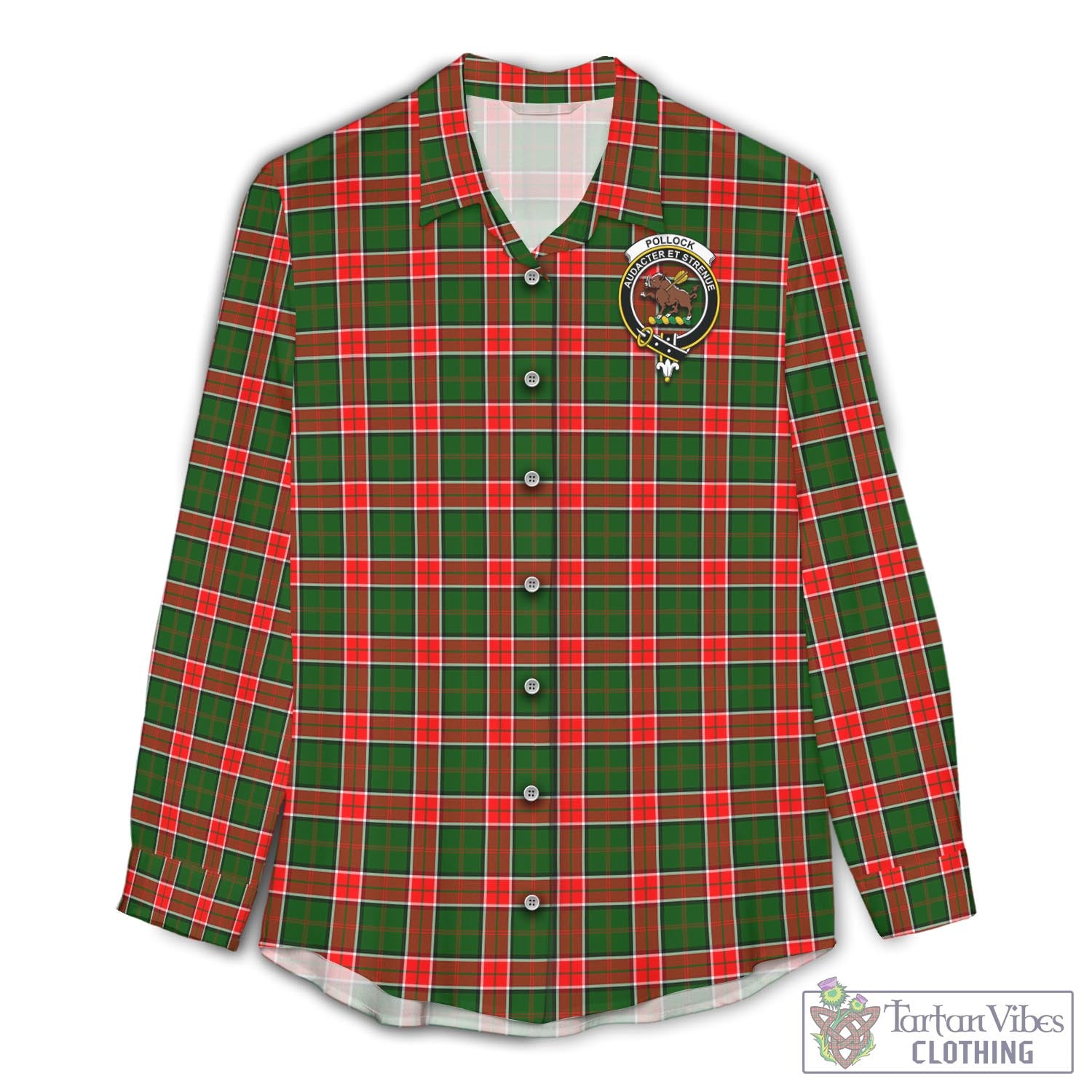 Pollock Tartan Women's Casual Shirt with Family Crest Female - Tartan Vibes Clothing