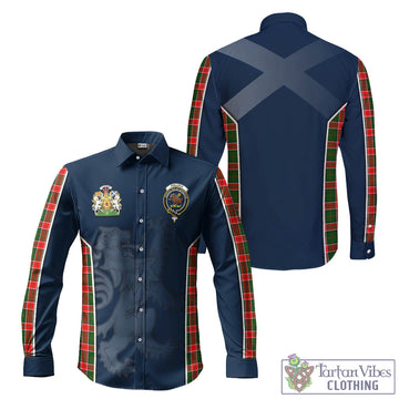 Pollock Tartan Long Sleeve Button Up Shirt with Family Crest and Lion Rampant Vibes Sport Style Men's Shirt - Tartan Vibes Clothing