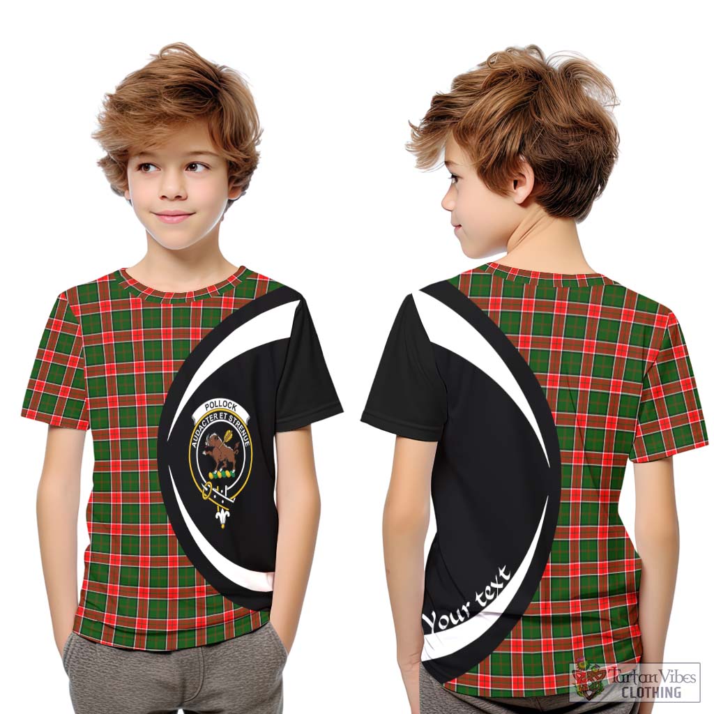 Pollock Tartan Kid T-Shirt with Family Crest Circle Style Youth XL Size14 - Tartan Vibes Clothing