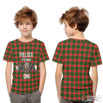 Pollock Tartan Kid T-Shirt with Family Crest DNA In Me Style Youth XL Size14 - Tartan Vibes Clothing