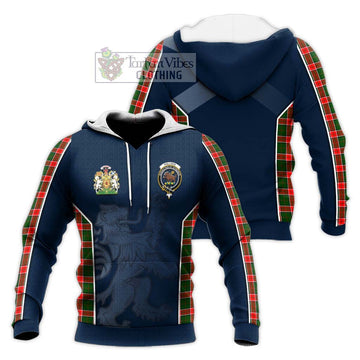 Pollock Tartan Knitted Hoodie with Family Crest and Lion Rampant Vibes Sport Style Unisex Knitted Pullover Hoodie - Tartan Vibes Clothing