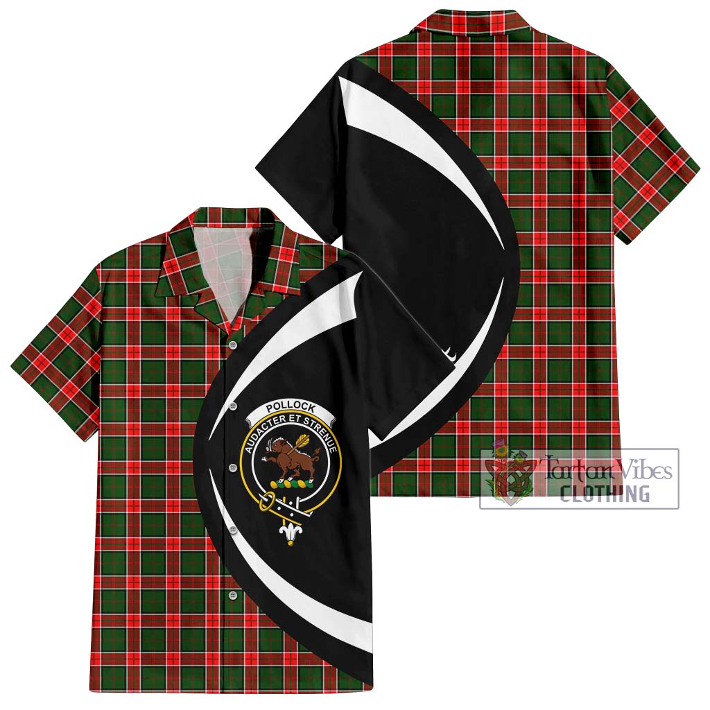 Pollock Tartan Hawaiian Shirt with Family Crest Circle Style Kid - Tartan Vibes Clothing