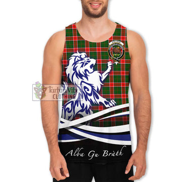 Pollock Tartan Men's Tank Top with Alba Gu Brath Regal Lion Emblem Men - Tartan Vibes Clothing