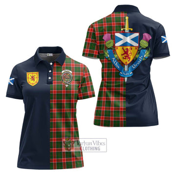 Pollock Tartan Women's Polo Shirt Alba with Scottish Lion Royal Arm Half Style Women - Tartan Vibes Clothing