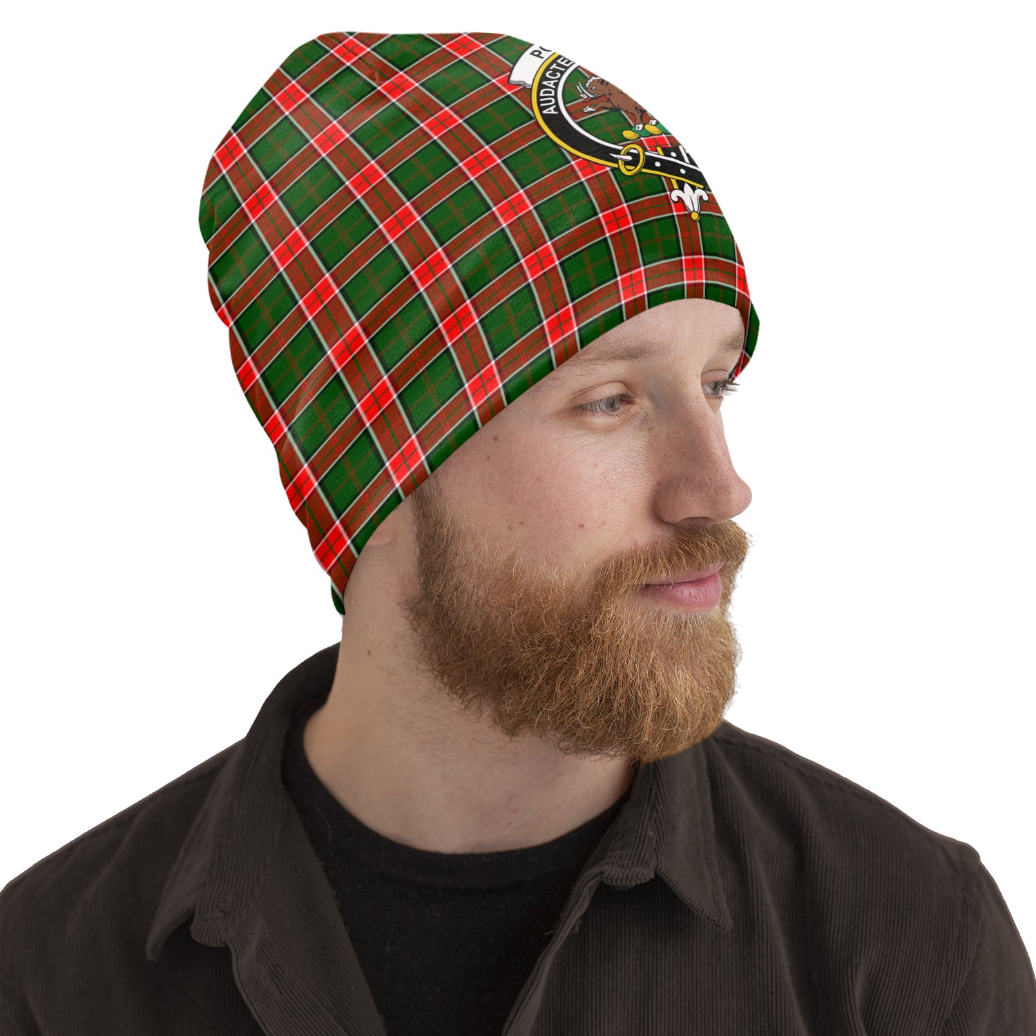 Pollock Tartan Beanies Hat with Family Crest One Size 10.5*10.2 inches - Tartan Vibes Clothing