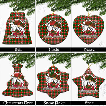 Pollock Tartan Christmas Ceramic Ornaments with Scottish Gnome Playing Bagpipes Ceramic - Tartan Vibes Clothing
