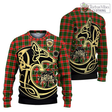 Pollock Tartan Ugly Sweater with Family Crest Celtic Wolf Style Unisex - Tartan Vibes Clothing