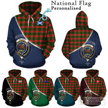 Pollock Tartan Hoodie with Personalised National Flag and Family Crest Half Style Zip Hoodie - Tartan Vibes Clothing