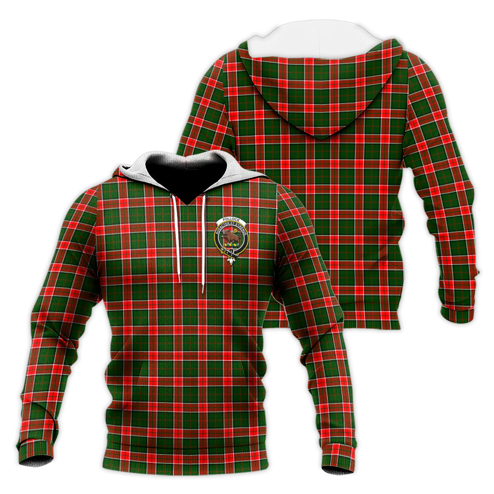 Pollock Tartan Knitted Hoodie with Family Crest Unisex Knitted Pullover Hoodie - Tartan Vibes Clothing