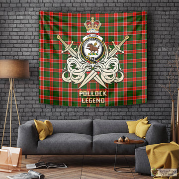 Pollock Tartan Tapestry with Clan Crest and the Golden Sword of Courageous Legacy Tapestry - Tartan Vibes Clothing
