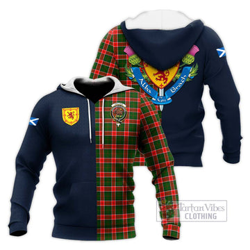 Pollock Tartan Knitted Hoodie Alba with Scottish Lion Royal Arm Half Style Unisex Knitted Pullover Hoodie - Tartan Vibes Clothing