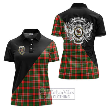 Pollock Tartan Women's Polo Shirt with Family Crest and Military Logo Style Women - Tartan Vibes Clothing