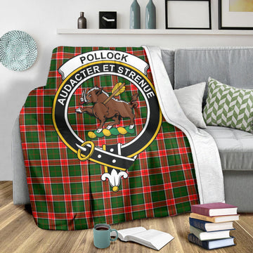 Pollock Tartan Blanket with Family Crest X-Large 59 x 79 inches 150 x 200 cm - Tartan Vibes Clothing