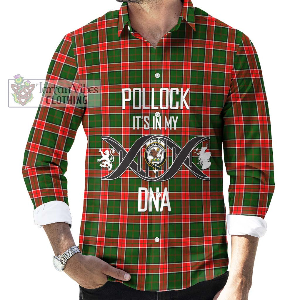Pollock Tartan Long Sleeve Button Shirt with Family Crest DNA In Me Style Men's Shirt S - Tartanvibesclothing Shop