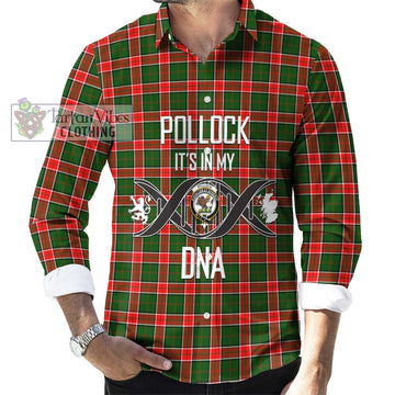 Pollock Tartan Long Sleeve Button Shirt with Family Crest DNA In Me Style Men's Shirt S - Tartanvibesclothing Shop