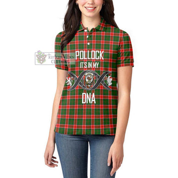 Pollock Tartan Women's Polo Shirt with Family Crest DNA In Me Style Women - Tartan Vibes Clothing