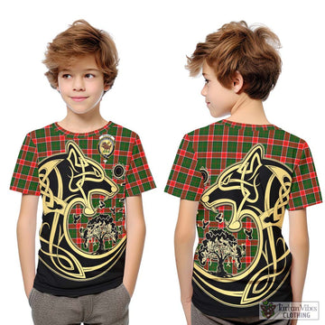 Pollock Tartan Kid T-Shirt with Family Crest Celtic Wolf Style Youth XL Size14 - Tartan Vibes Clothing