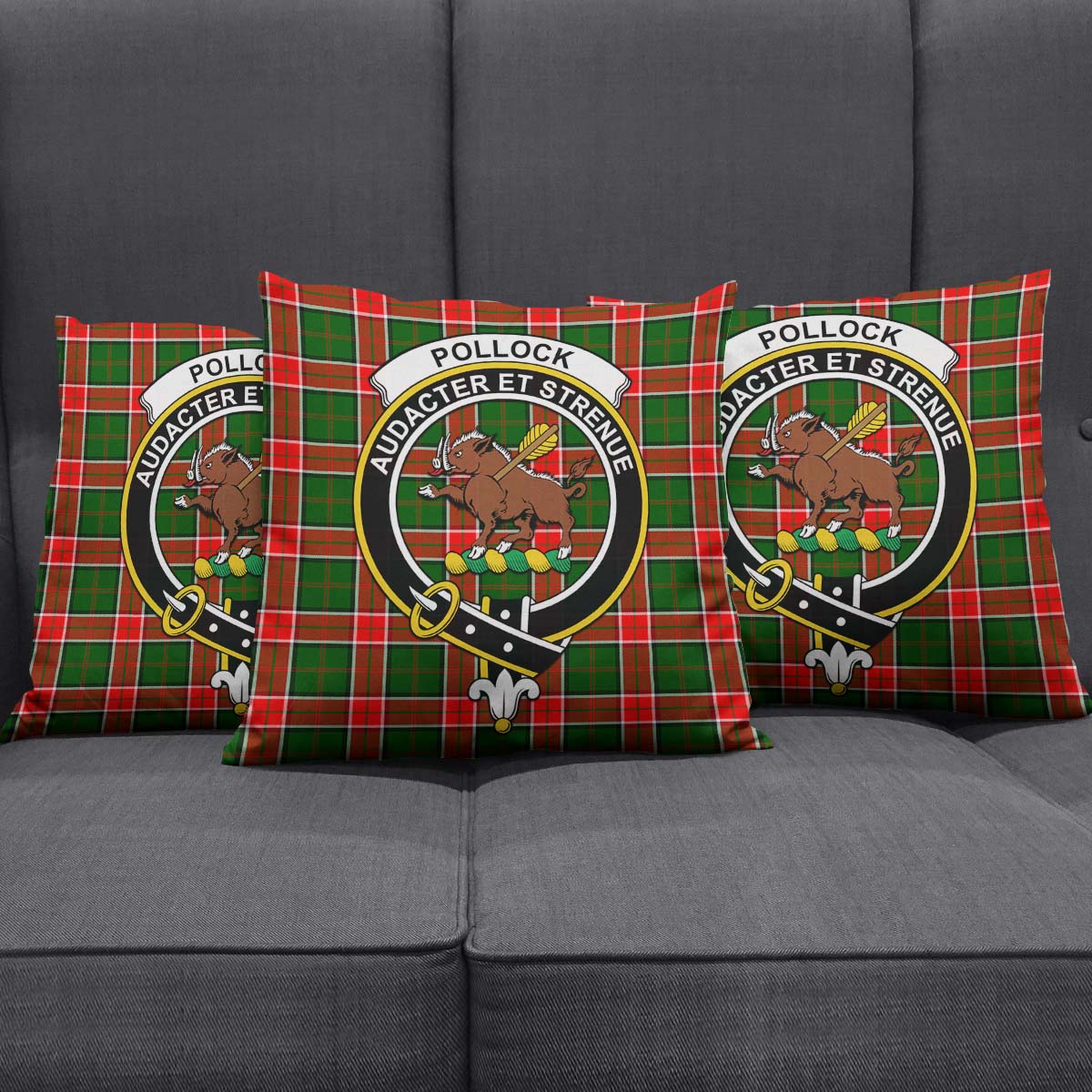 Pollock Tartan Pillow Cover with Family Crest Rectangle Pillow Cover 51*91cm - Tartan Vibes Clothing