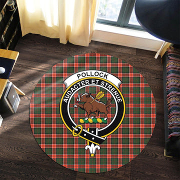 Pollock Tartan Round Rug with Family Crest Premium Round Rug - Tartan Vibes Clothing