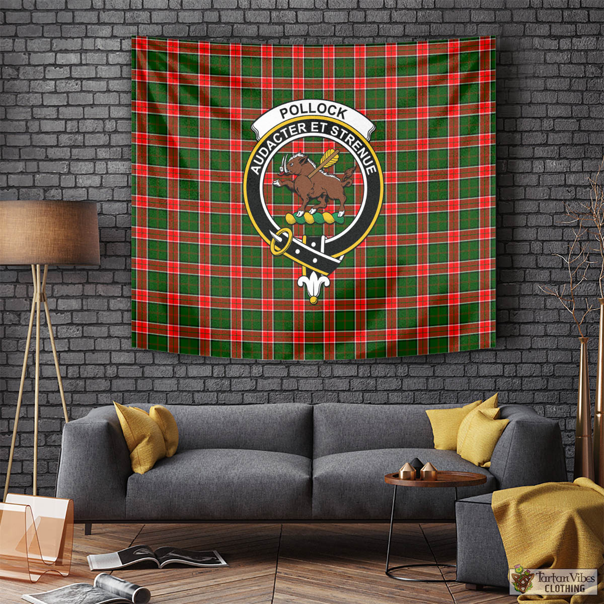Pollock Tartan Tapestry Wall Hanging and Home Decor for Room with Family Crest Tapestry - Tartan Vibes Clothing