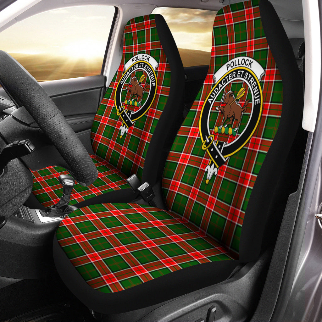 Pollock Tartan Car Seat Cover with Family Crest One Size - Tartan Vibes Clothing
