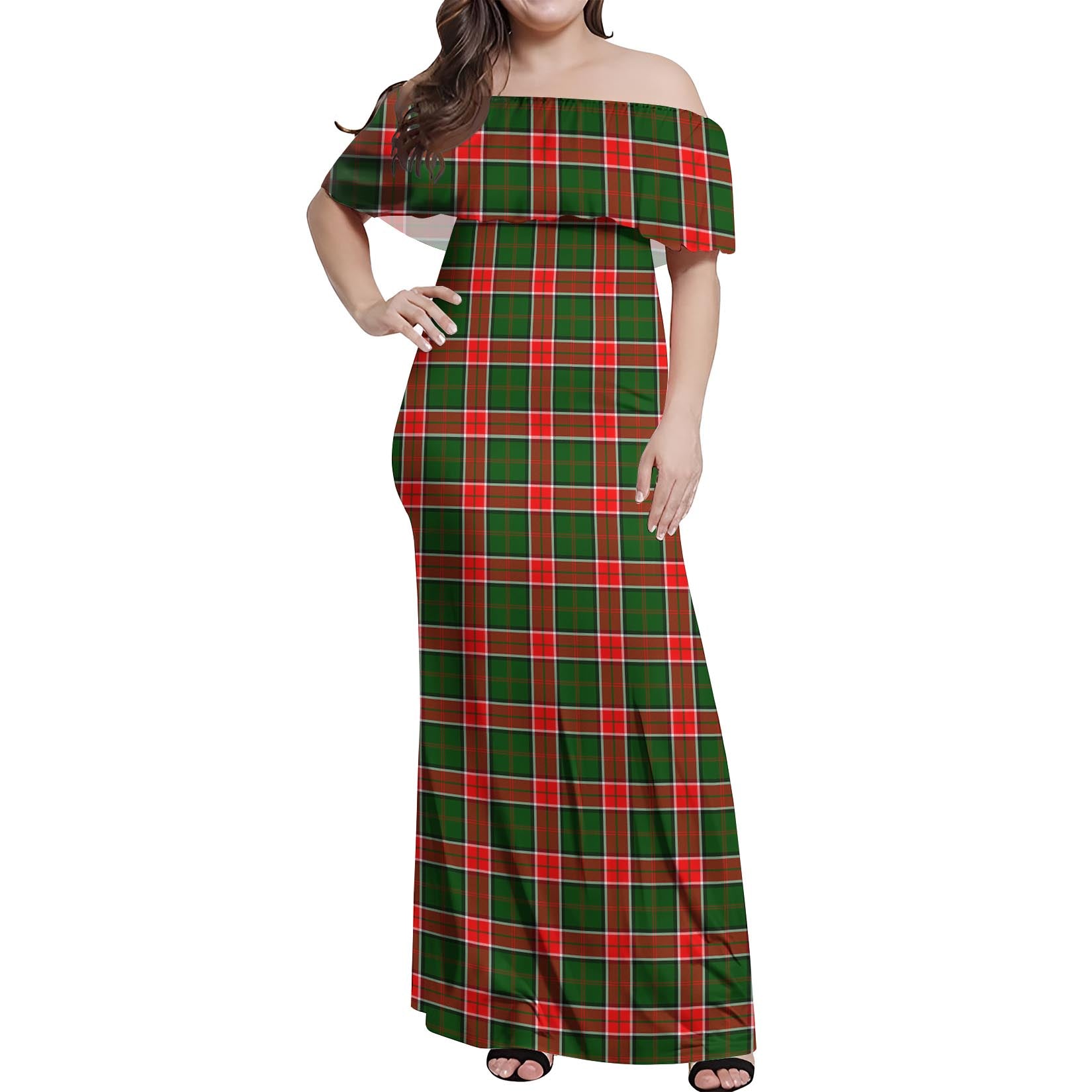 Pollock Tartan Off Shoulder Long Dress Women's Dress - Tartan Vibes Clothing