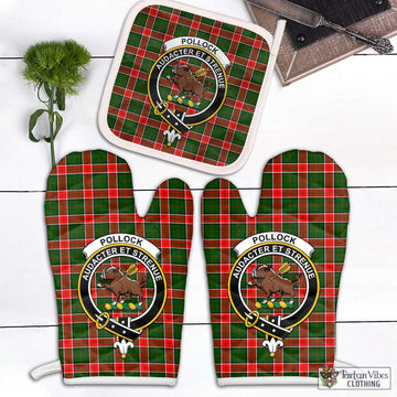 Pollock Tartan Combo Oven Mitt & Pot-Holder with Family Crest Combo 2 Oven Mitt & 1 Pot-Holder Black - Tartan Vibes Clothing