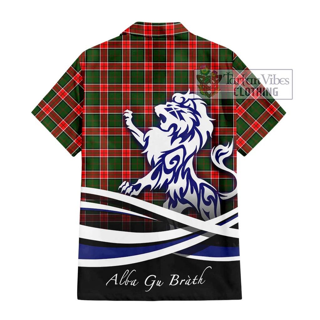 Pollock Tartan Hawaiian Shirt with Alba Gu Brath Regal Lion Emblem - Tartan Vibes Clothing