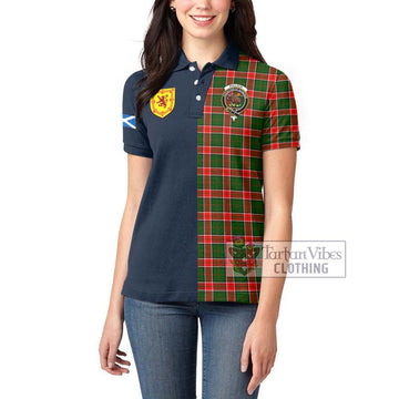 Pollock Tartan Women's Polo Shirt Alba with Scottish Lion Royal Arm Half Style - Tartan Vibes Clothing