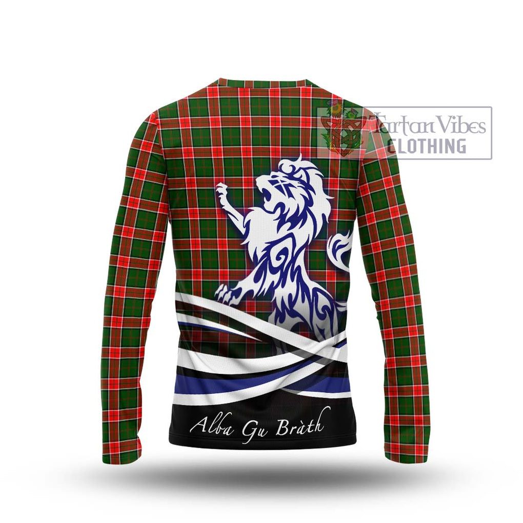 Pollock Tartan Long Sleeve T-Shirt with Alba Gu Brath Regal Lion Emblem - Tartan Vibes Clothing