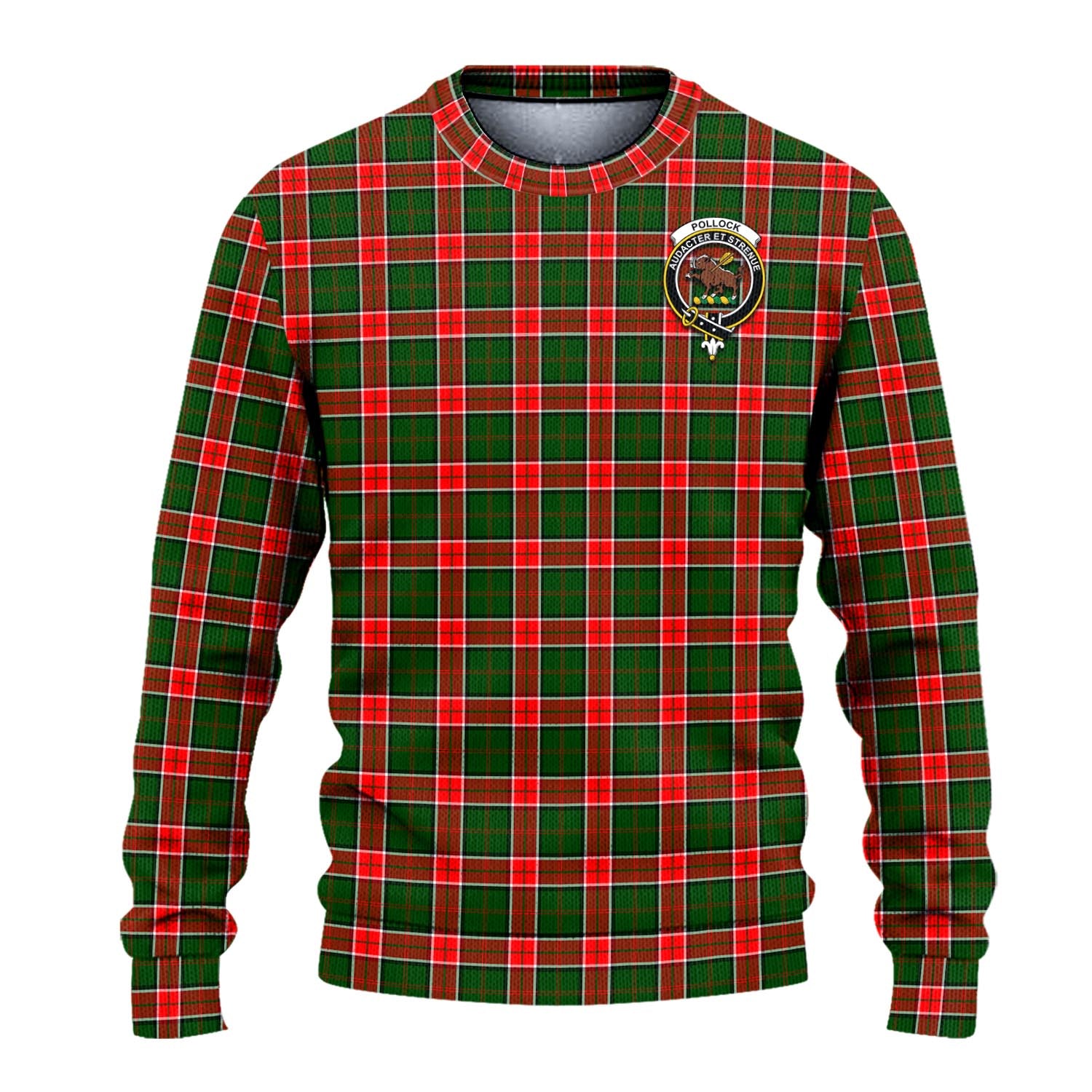 Pollock Tartan Ugly Sweater with Family Crest - Tartan Vibes Clothing