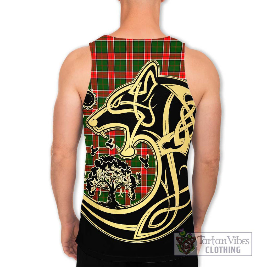 Pollock Tartan Men's Tank Top with Family Crest Celtic Wolf Style - Tartan Vibes Clothing
