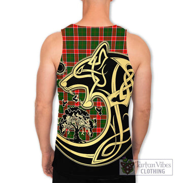 Pollock Tartan Men's Tank Top with Family Crest Celtic Wolf Style - Tartan Vibes Clothing