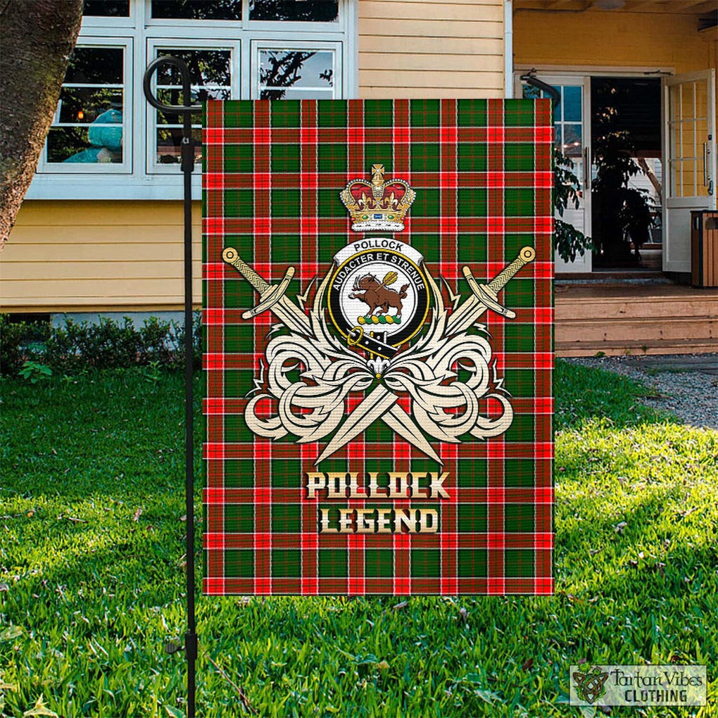 Tartan Vibes Clothing Pollock Modern Tartan Flag with Clan Crest and the Golden Sword of Courageous Legacy