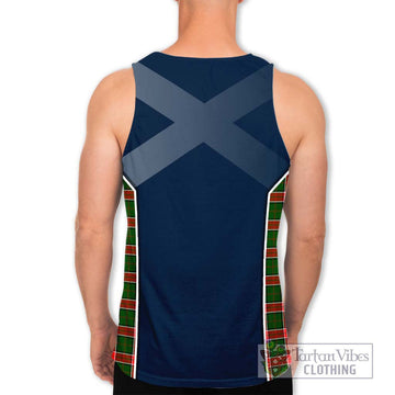 Pollock Tartan Men's Tank Top with Family Crest and Lion Rampant Vibes Sport Style - Tartan Vibes Clothing
