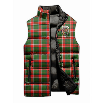 Pollock Tartan Sleeveless Puffer Jacket with Family Crest - Tartan Vibes Clothing