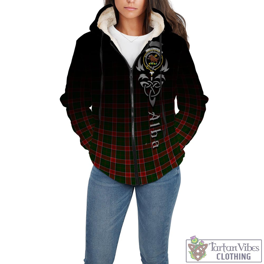 Pollock Tartan Sherpa Hoodie Featuring Alba Gu Brath Family Crest Celtic Inspired - Tartan Vibes Clothing