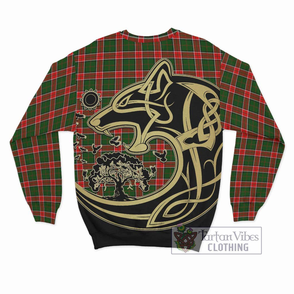 Pollock Tartan Sweatshirt with Family Crest Celtic Wolf Style - Tartan Vibes Clothing