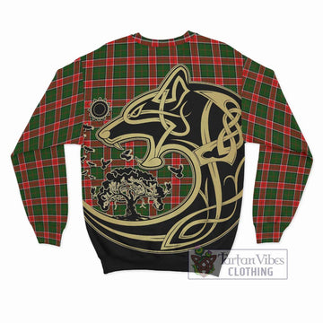 Pollock Tartan Sweatshirt with Family Crest Celtic Wolf Style - Tartan Vibes Clothing