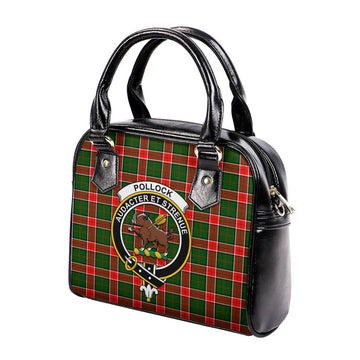 Pollock Tartan Shoulder Handbags with Family Crest - Tartan Vibes Clothing