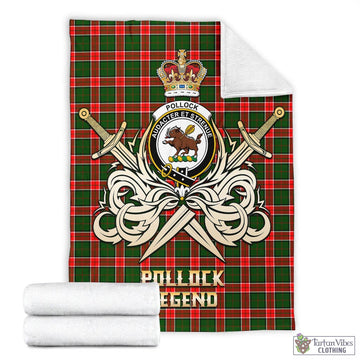 Pollock Modern Tartan Blanket with Clan Crest and the Golden Sword of Courageous Legacy