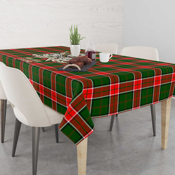 Pollock Modern Tartan Tablecloth with Clan Crest and the Golden Sword of Courageous Legacy