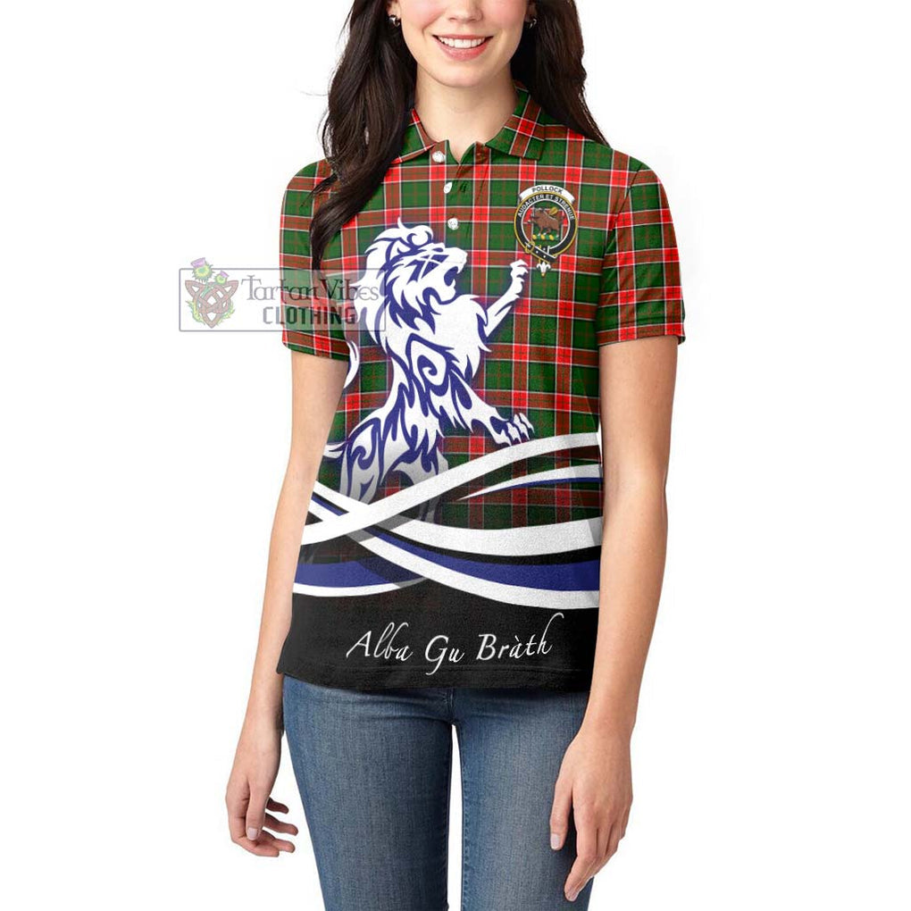 Pollock Tartan Women's Polo Shirt with Alba Gu Brath Regal Lion Emblem - Tartan Vibes Clothing