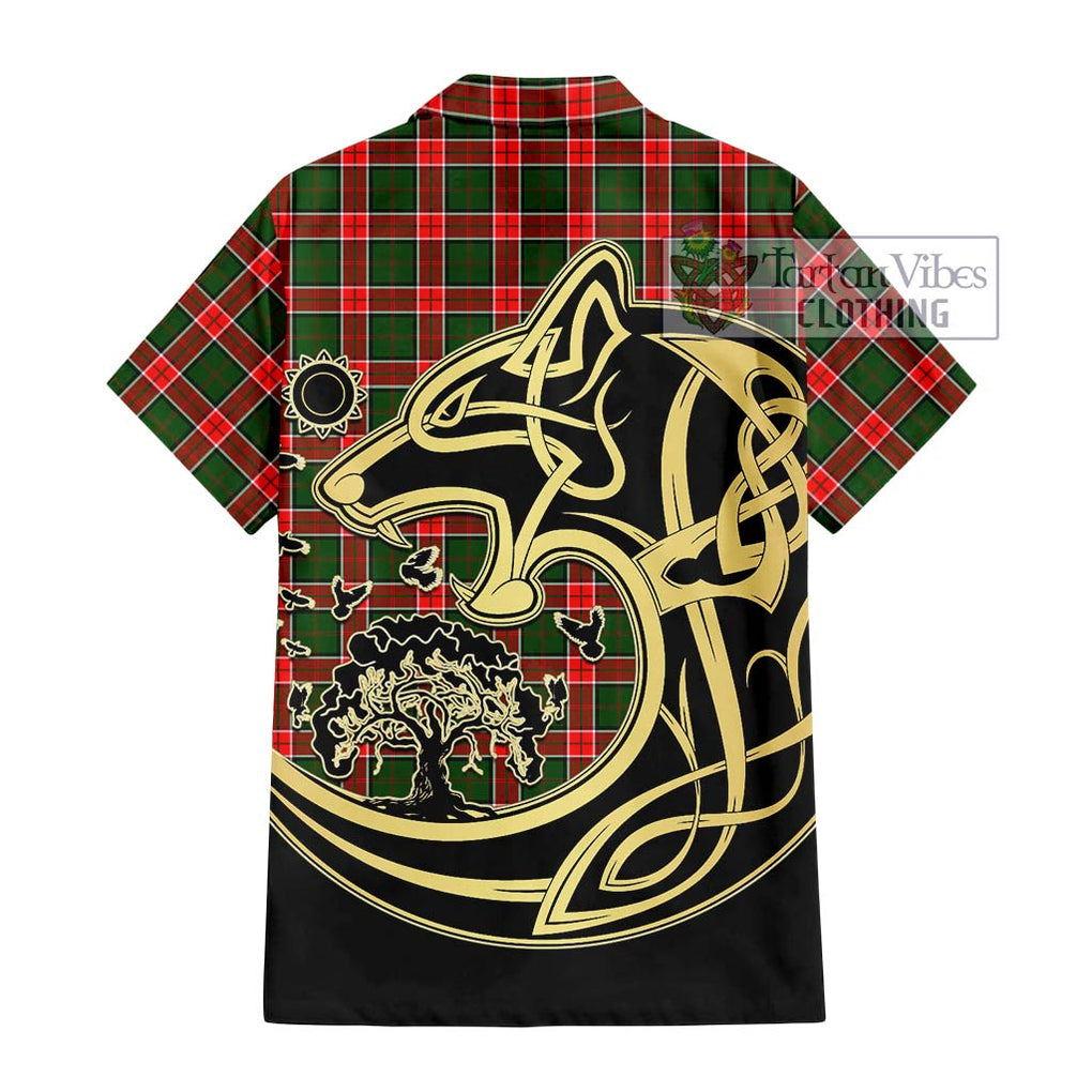 Pollock Tartan Hawaiian Shirt with Family Crest Celtic Wolf Style - Tartan Vibes Clothing