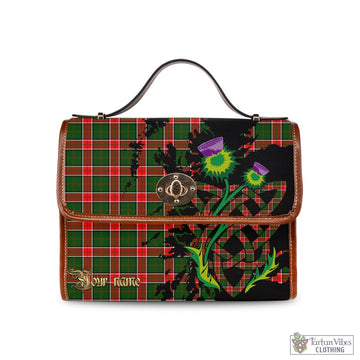 Pollock Modern Tartan Waterproof Canvas Bag with Scotland Map and Thistle Celtic Accents
