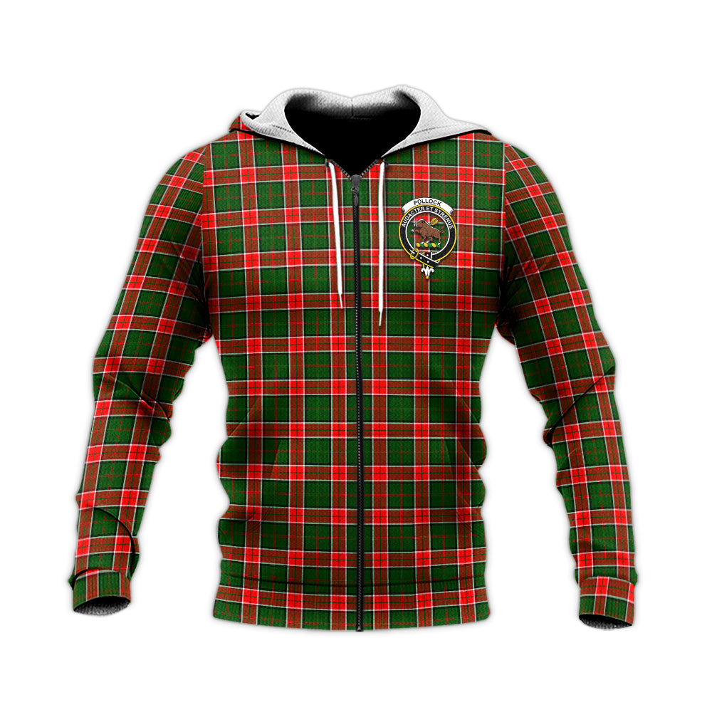 Pollock Tartan Knitted Hoodie with Family Crest Unisex Knitted Zip Hoodie - Tartan Vibes Clothing