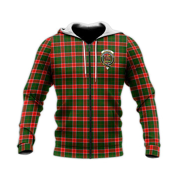 Pollock Modern Tartan Knitted Hoodie with Family Crest