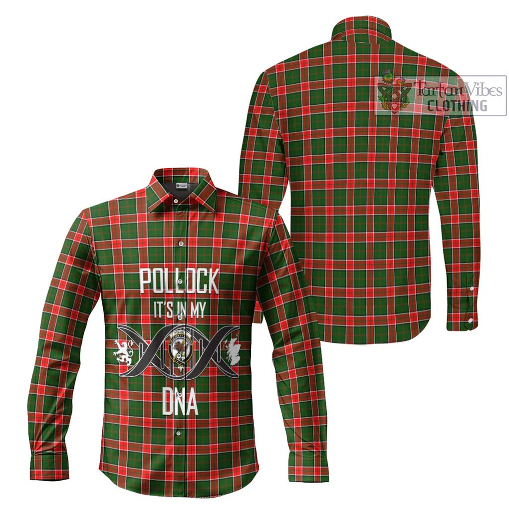 Pollock Tartan Long Sleeve Button Shirt with Family Crest DNA In Me Style Men's Shirt - Tartanvibesclothing Shop