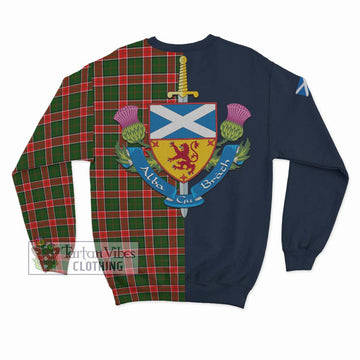 Pollock Tartan Sweatshirt Alba with Scottish Lion Royal Arm Half Style - Tartan Vibes Clothing