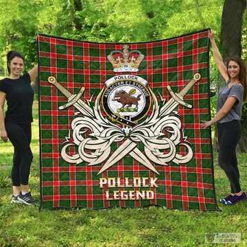 Tartan Vibes Clothing Pollock Modern Tartan Quilt with Clan Crest and the Golden Sword of Courageous Legacy